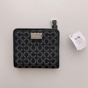 NWT Coach Madison Op Art Small Snap Wallet Black